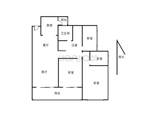 正黄·金域香江 3室2厅 南-户型图
