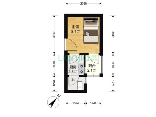 金钟大厦 1室1厅 368万