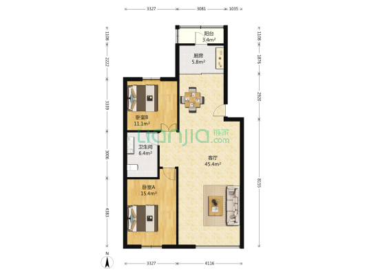 天方湖景园 2室1厅1卫 80平方