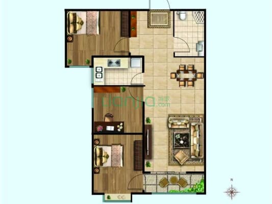 金域中央 市医院 集中供暖 中低楼层 小三居-户型图