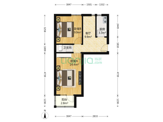 育树四条 2室1厅1卫 60平方