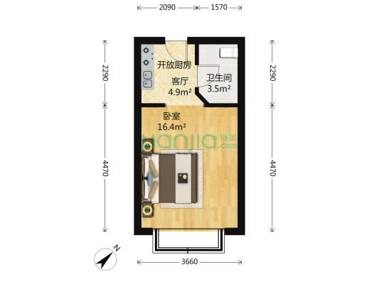 维奇特大厦 1室1厅1卫 38平方