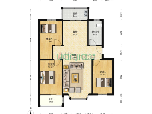 双塔板楼中间楼层，房本满五，税费低-户型图