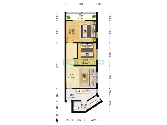 百龙小区 2室1厅1卫 89平方