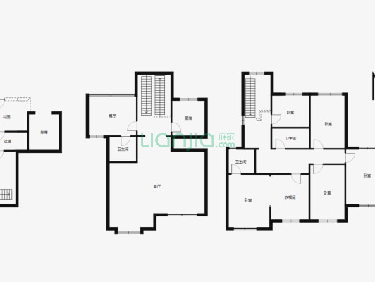雅山新天地叠墅，五室三卫，带车库，改善房，大客厅-户型图