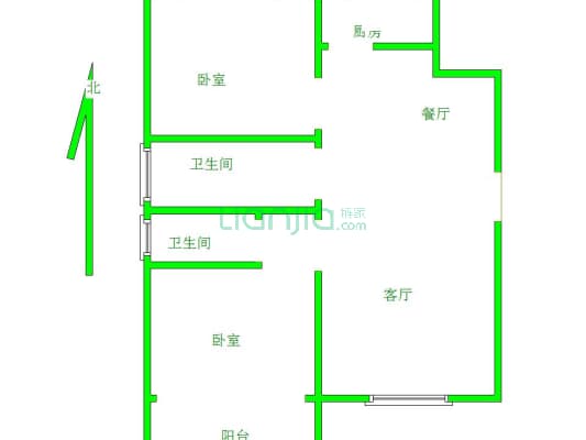 尚北岚庭 2室1厅 南-户型图