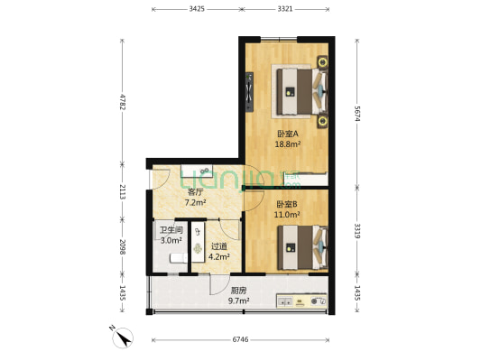 长顺中街37号 2室1厅1卫 55平方