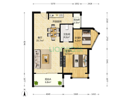 顶琇晶城 2室1厅1卫 88平方