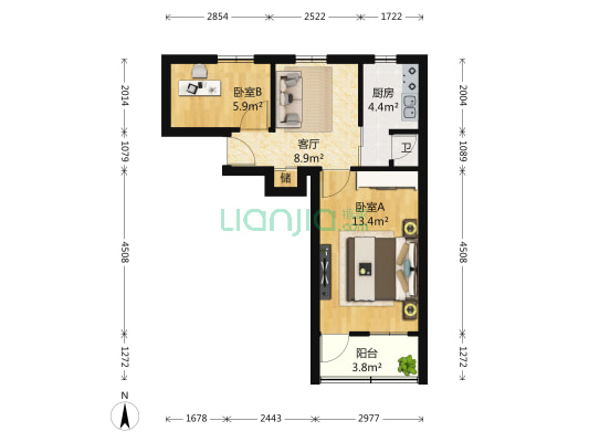 东红庙南路7号 2室1厅1卫 50平方
