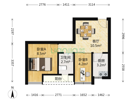 荧鸿城一街区精装小户型一室一厅