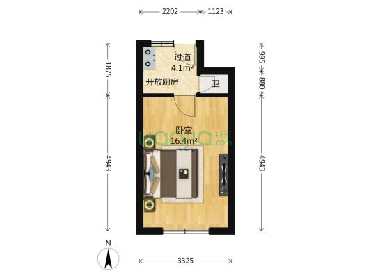 华北路（春柳商圈） 1室0厅1卫 31平方