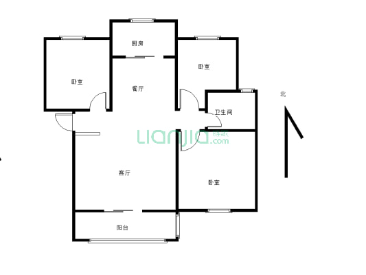 南乐泰和新城三室两厅一卫 步梯底层南北通透户型方正-户型图