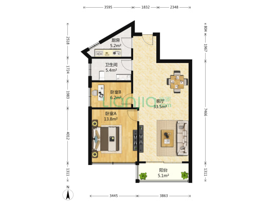 时光澔韵 2室1厅1卫 89平方