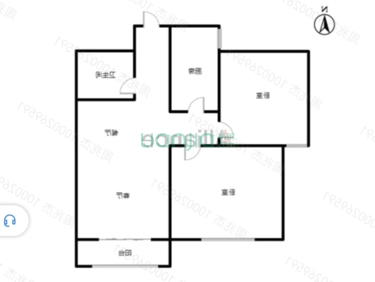 高尔夫别墅区 纯南向两居 毛坯房出售-户型图