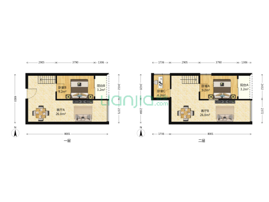 理想公馆 3室2厅 东北