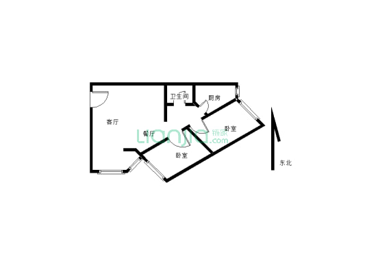 南岸凤凰安居小区 2楼 标准大两室拎包入住-户型图