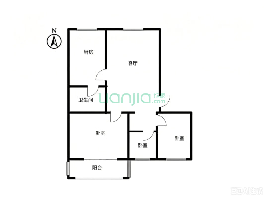 学园小区 3室2厅 南 北-户型图