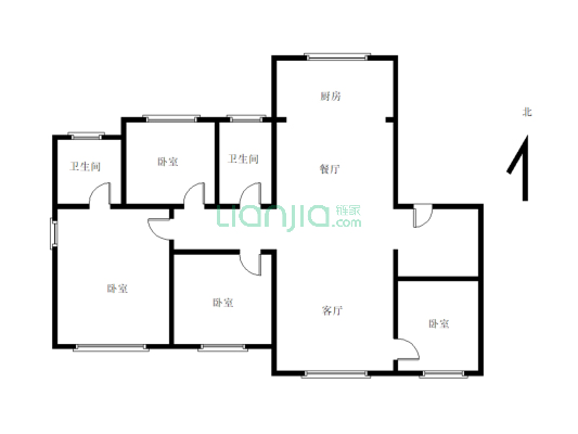 朗润明珠毛坯四室户型，小区好位置小高层看房有钥匙-户型图