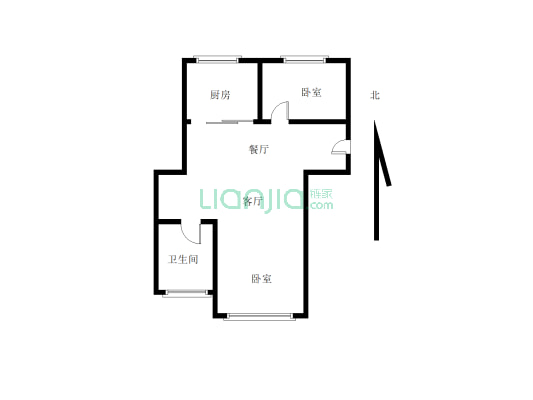 春城家园2居室楼房77.44平米简单装修出售-户型图