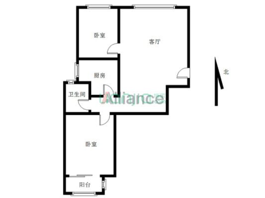 云景城 2室2厅 南 北-户型图