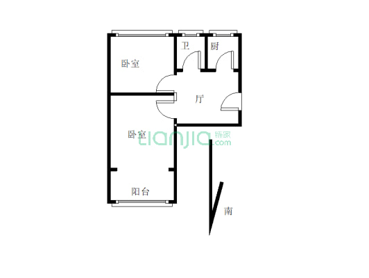 矿山局家属楼南院 2室1厅 南 北-户型图