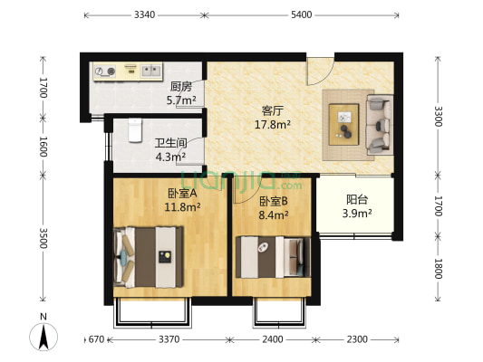 旭辉澜悦湾 2室1厅1卫 67平方