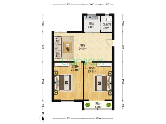宝钢五村 2室1厅1卫 94平方