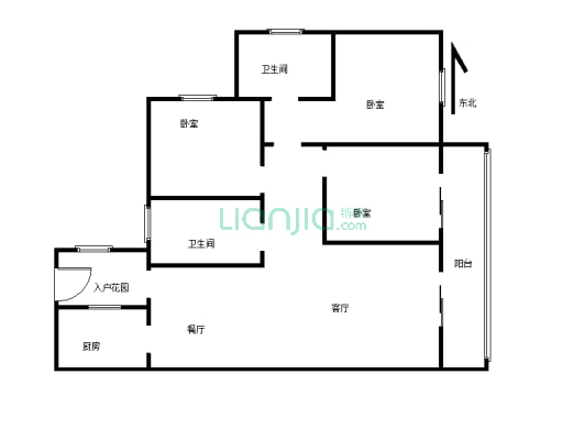 标准三室两厅 小区环境好 出行方便-户型图