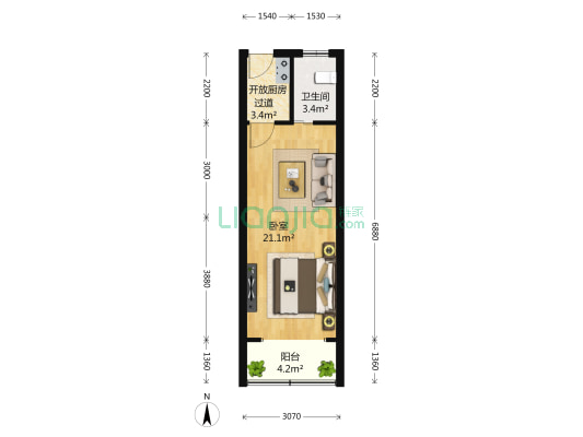 化工小区(静安) 1室0厅1卫 40平方
