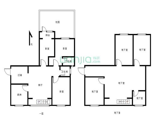 滨湖湾一楼带院 可独立入户 同等面积地下室-户型图