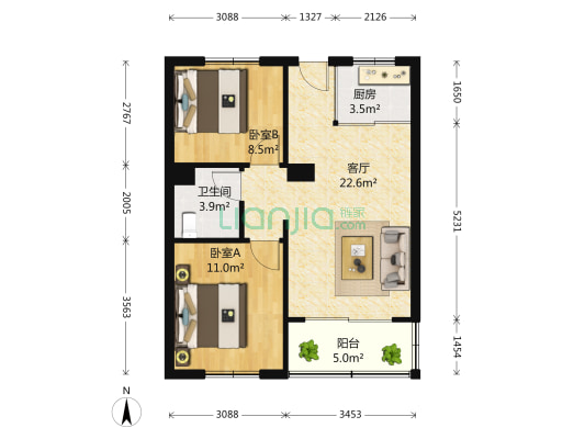 禹洲新村 2室1厅1卫 71平方