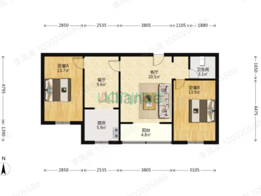 房本满五唯一，全阳户型，采光好。出行方便，-户型图