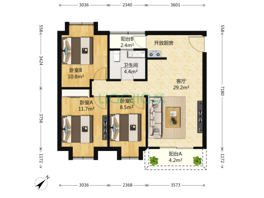 山水居 拓展20平露台 自住精装修 南向看公园