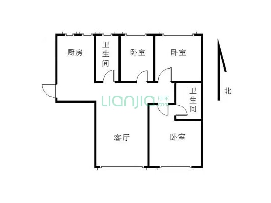 龙祥丽水电梯17楼 精装修 三室-户型图