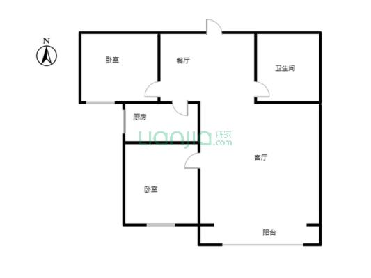 联合一号院 2室2厅 南-户型图
