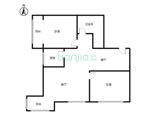带装修的两居室价格比较低的一套房子-户型图