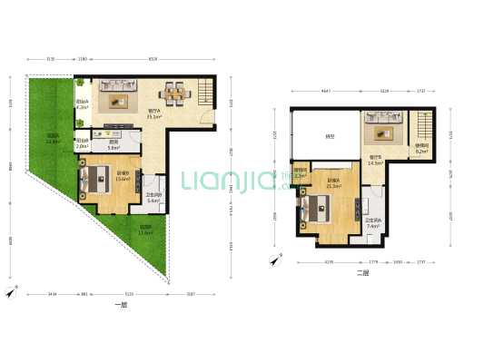金地名京 2室2厅2卫 87平方