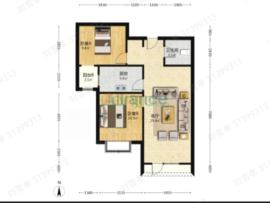 精装修，拎包入住，涿州开发区，交通出行方便-户型图
