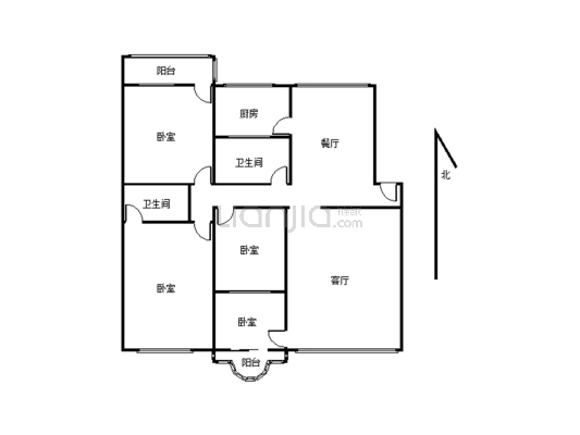 城南3楼   三室两厅  拎包入住-户型图