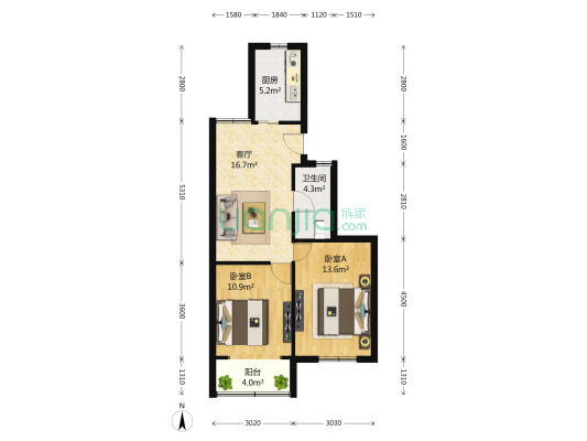 翠春小区 2室1厅1卫 69平方
