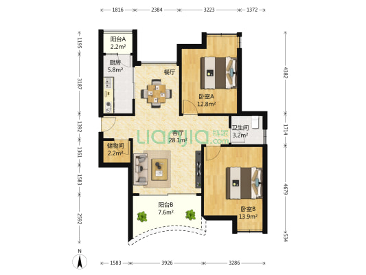 君景庭 2室1厅1卫 87平方