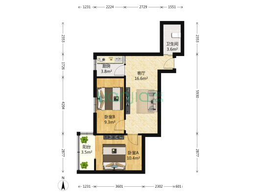 建邺路住宅小区 2室1厅1卫 68平方