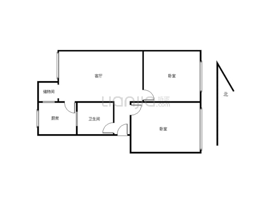 城西标准两室精装修可以直接拎包入住-户型图