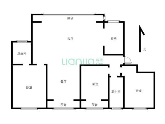 龙湖壹号新时代 三室两厅两卫 可走新房手续-户型图