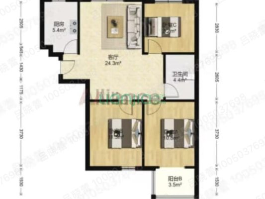 水尚仁佳 双塔西丁 好楼层采光无遮挡-户型图