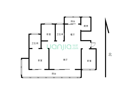 天湖茗筑二期好楼层，好位置，四室两厅两卫-户型图