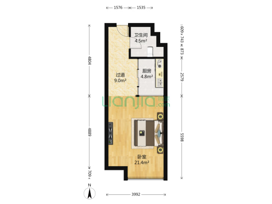 熙汇广场 1室0厅1卫 53平方