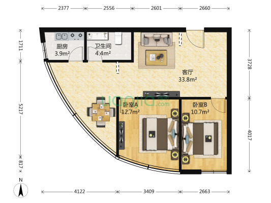 新宝苑 2室1厅1卫 75平方