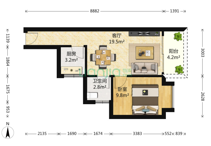 深圳海天一色雅居1室1厅1卫48 27 户型图 海天一色雅居户型图详情 深圳链家