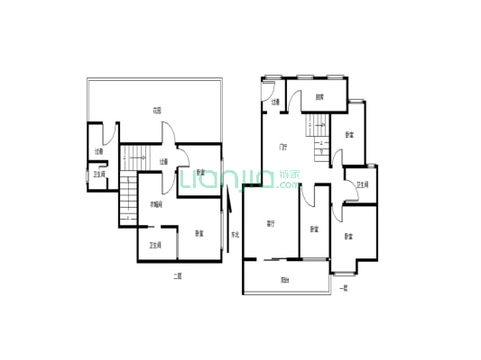 炳三区精装洋房五室顶跃带花园拎包入住-户型图